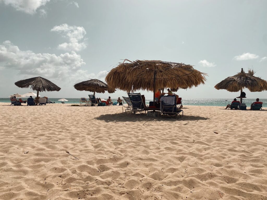 Beautiful picture of gorgeous white sand beach with fofoti trees.