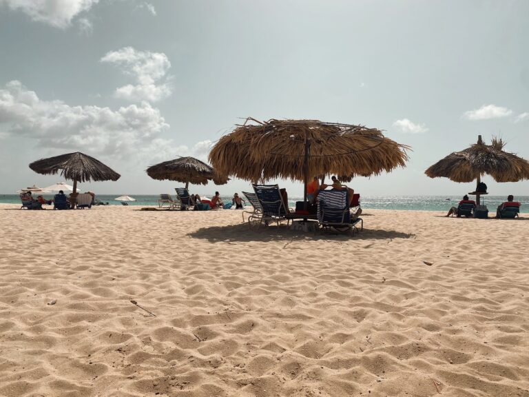 Beautiful picture of gorgeous white sand beach with fofoti trees.